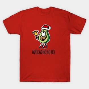 Avocadho ho ho funny Christmas Santa avocado pun T-Shirt